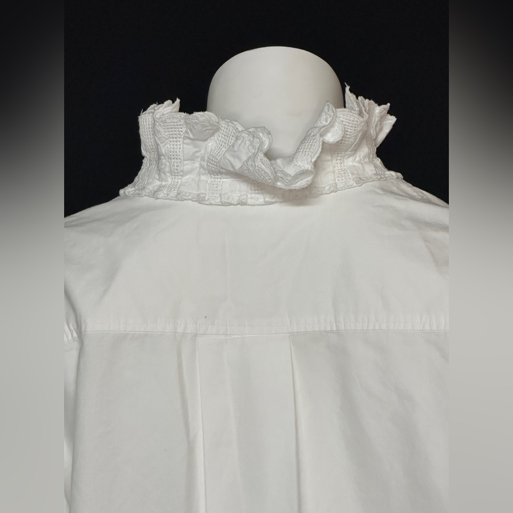 Isabel Etoile Marant Size 36 White Ruffled Long Sleeve Tunic Dress - Picture 6 of 10